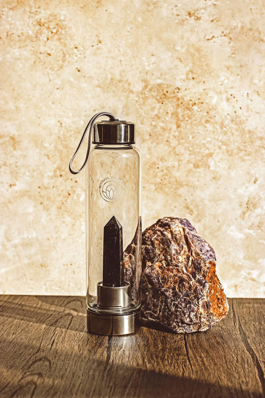 Mindful Living Heilsteintrinkflasche schwarzer Obsidian