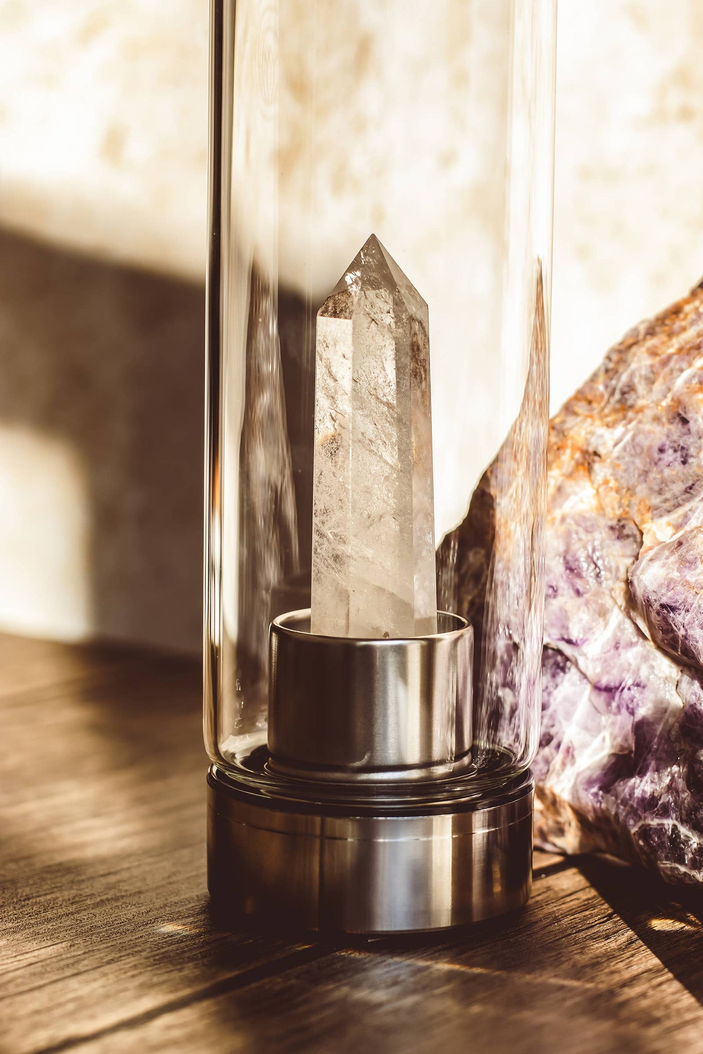 Mindful Living Heilsteintrinkflasche Bergkristall