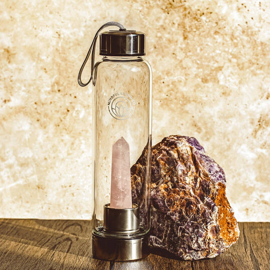 Mindful Living Heilsteintrinkflasche Rosenquarz