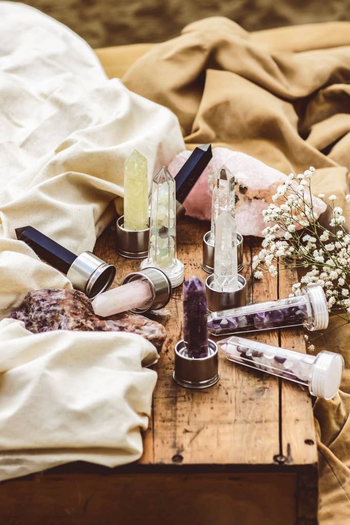 Mindful Living Heilsteintrinkflasche Rosenquarz