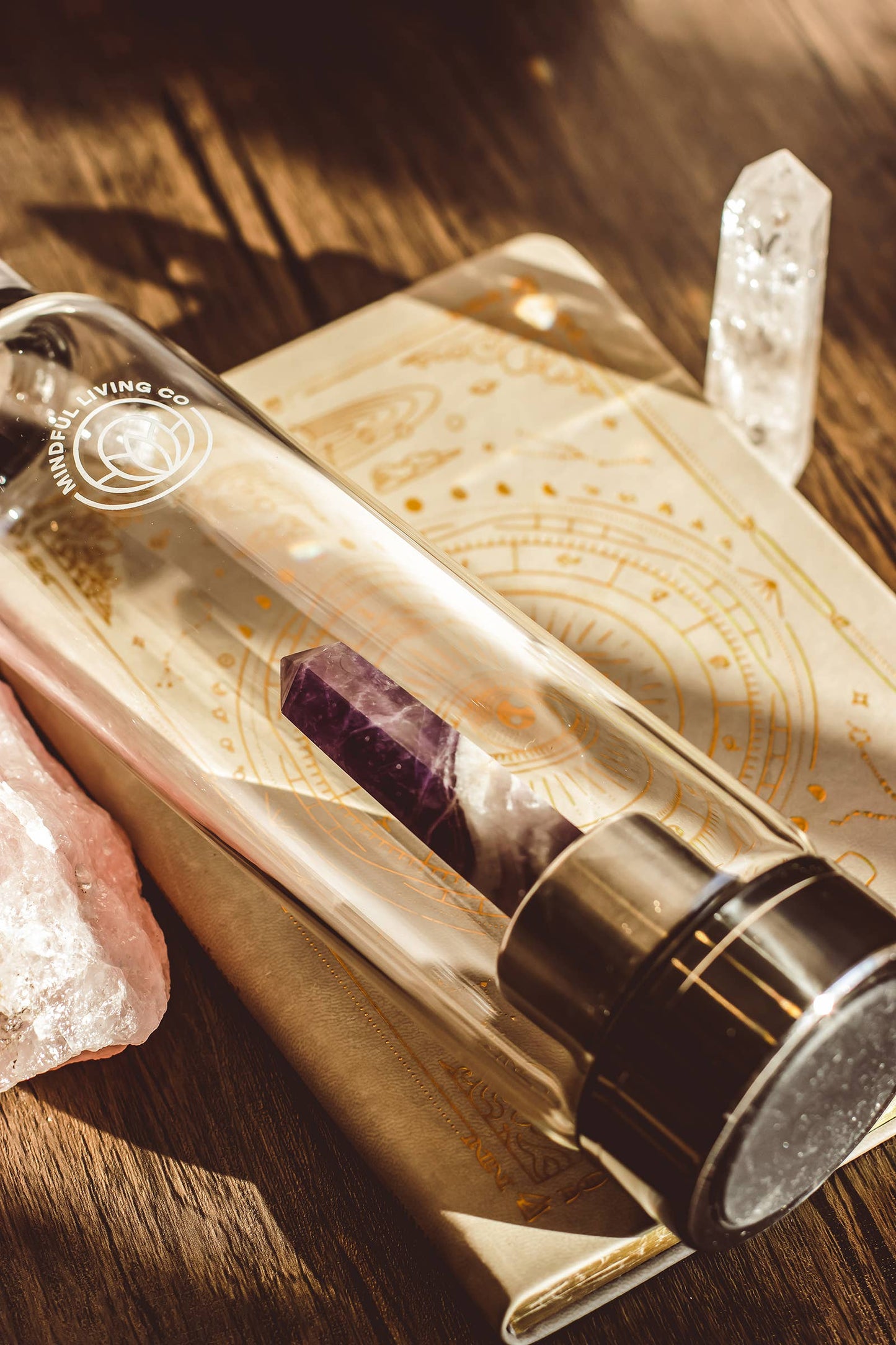 Mindful Living Heilsteintrinkflasche Amethyst