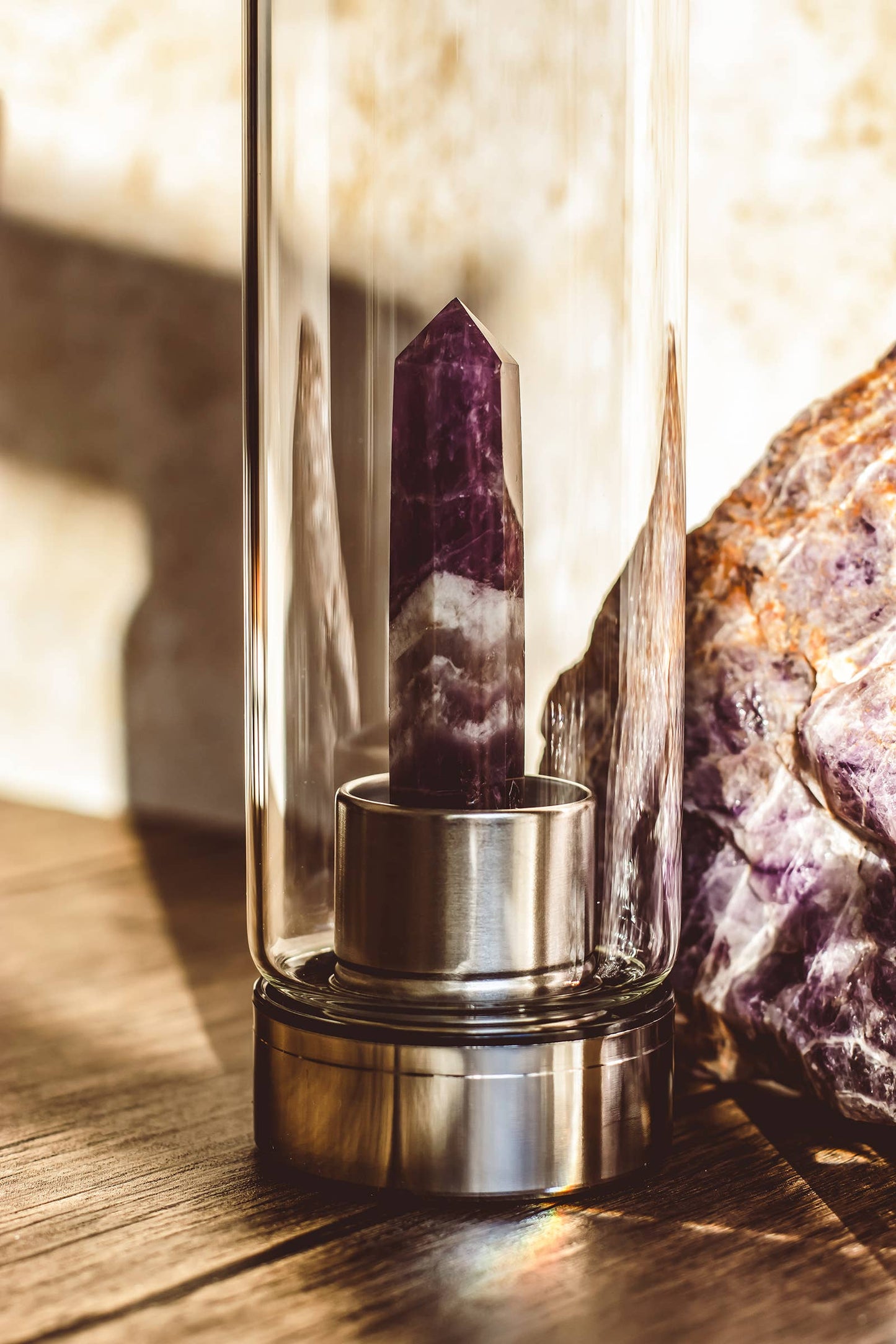 Mindful Living Heilsteintrinkflasche Amethyst